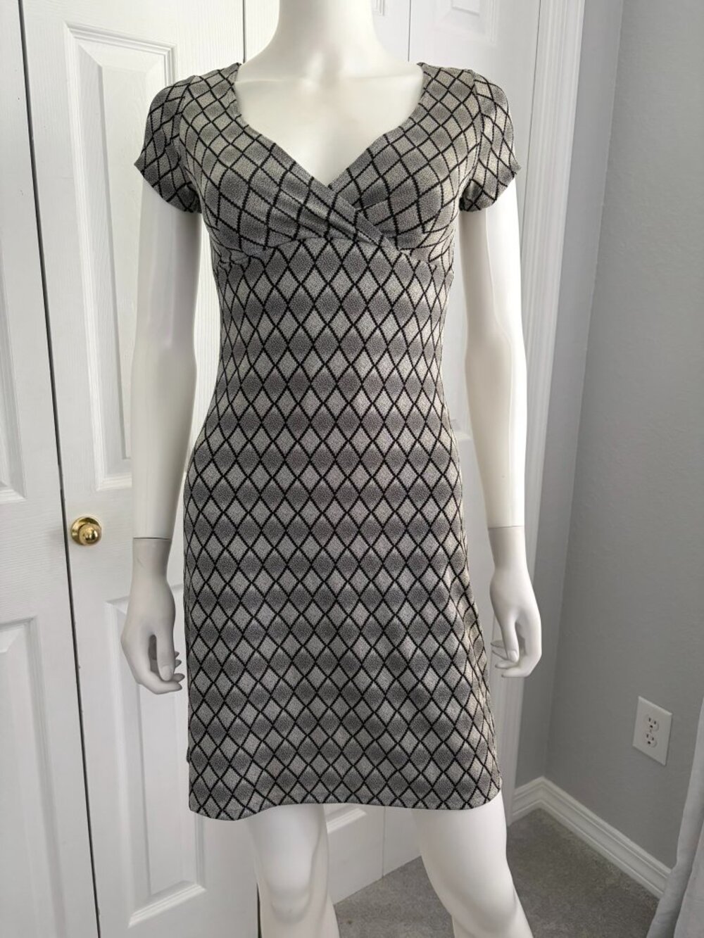 nuance vintage 90s black mini short sleeve bodycon dress size medium